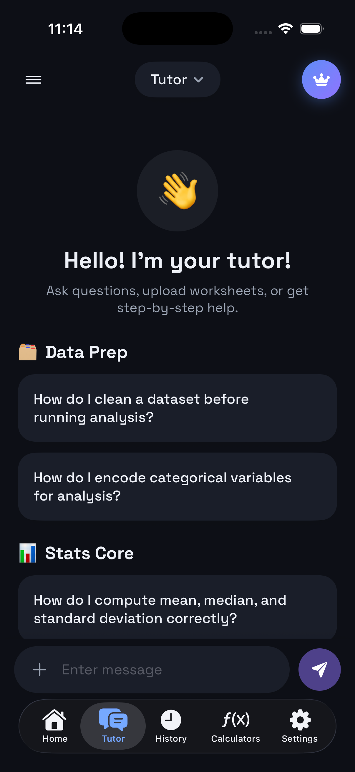 Step-by-step AI solution screen in dark mode